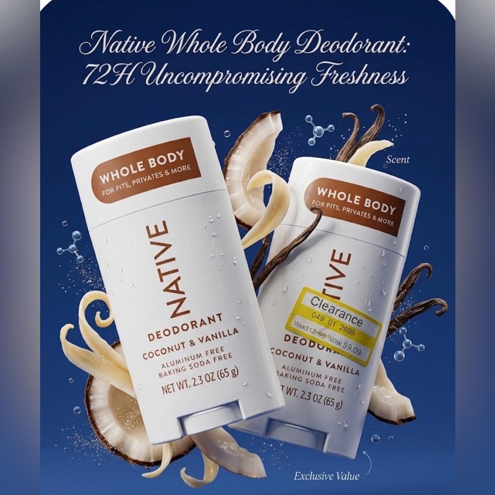 Native Coconut & Vanilla Whole Body Deodorant - White, Brown